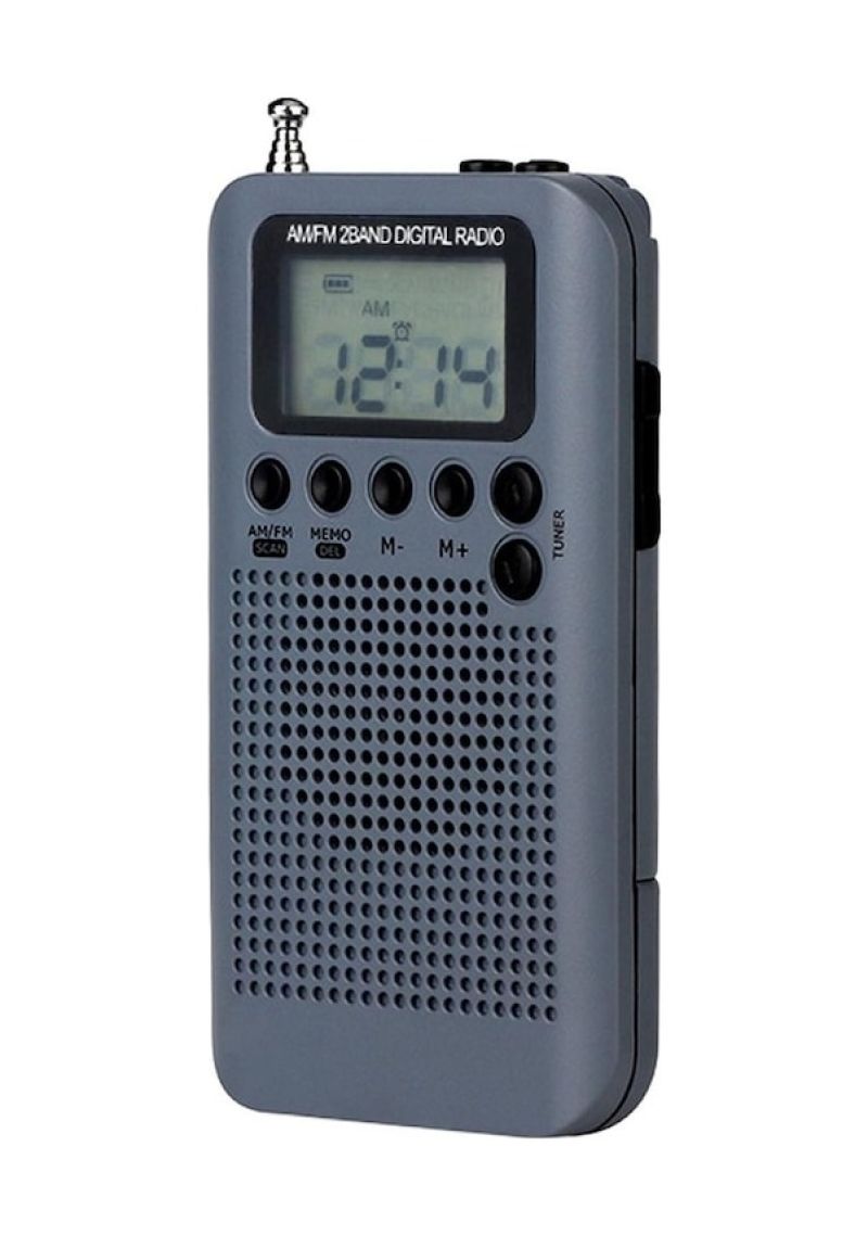 Portable Radio Speaker: 2 Band Radio, Compact Portable Design, Sleek Grey Finish - Mini External Speaker for Travel, Outdoor Activities and On-the-go Use - Image 1