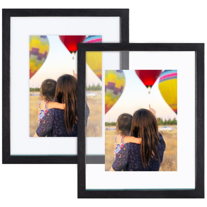 8X10 FLOATING PHOTO PICTURE FRAME FLOATING DISPLAY FOR 6X8 5X7 35X5 OR FULL DISPLAY 8X10 PHOTOS SOLID WOOD 2 PACK BLACK