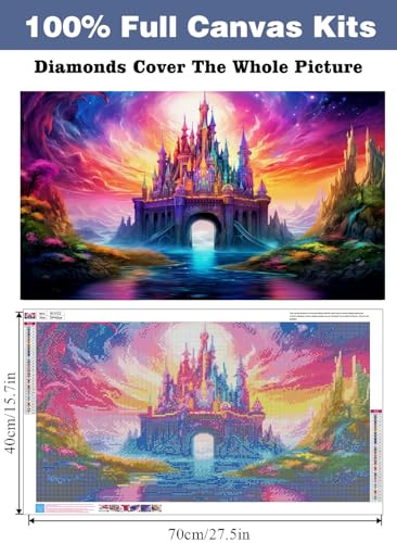 ijbnhd 5D Diamond Art Painting Castle Large Diamond Painting Kits for Adults DIY Starry Sky Full Drill Round Gem Art Painting for Crafts Home Wall Decor Gift 16X28inch - Image 3