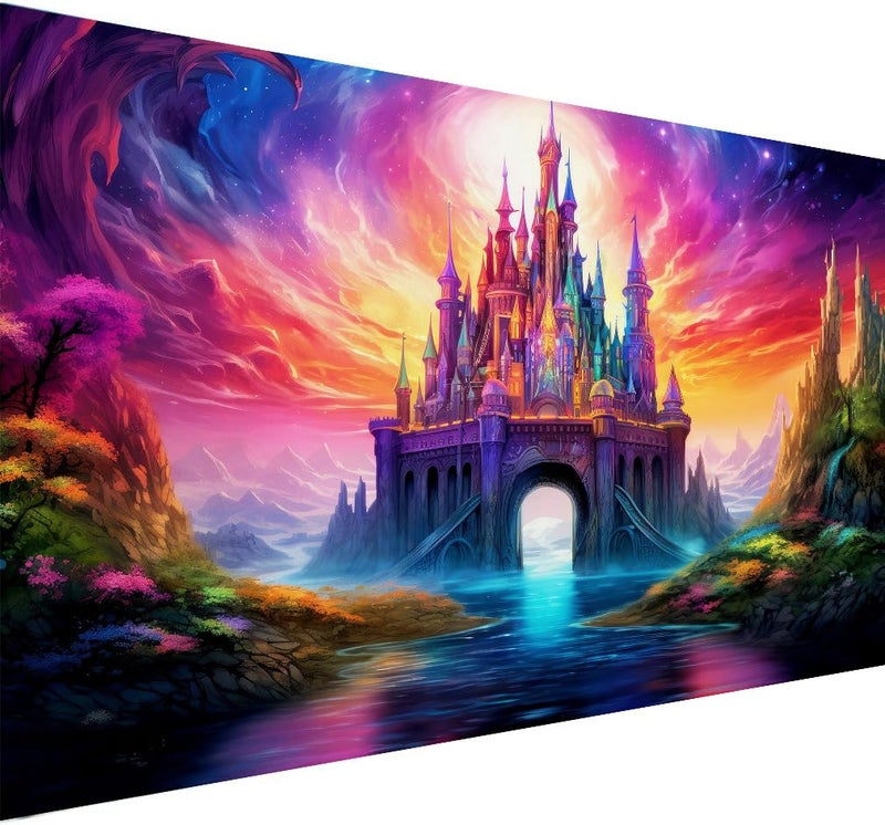 ijbnhd 5D Diamond Art Painting Castle Large Diamond Painting Kits for Adults DIY Starry Sky Full Drill Round Gem Art Painting for Crafts Home Wall Decor Gift 16X28inch - Image 2