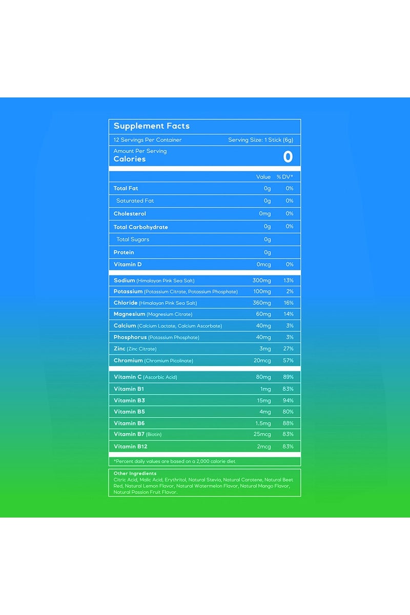 Fyool Electrolyte Powder Combo |  Lemon, Watermelon & Mango Passion Fruit | Zero Sugar |  Calories Electrolytes + Vitamins | Minerals Hydration & Energy Boost Vegan |  Gluten-Free |  Travel Essentials | 12 Stick Packs - Image 2