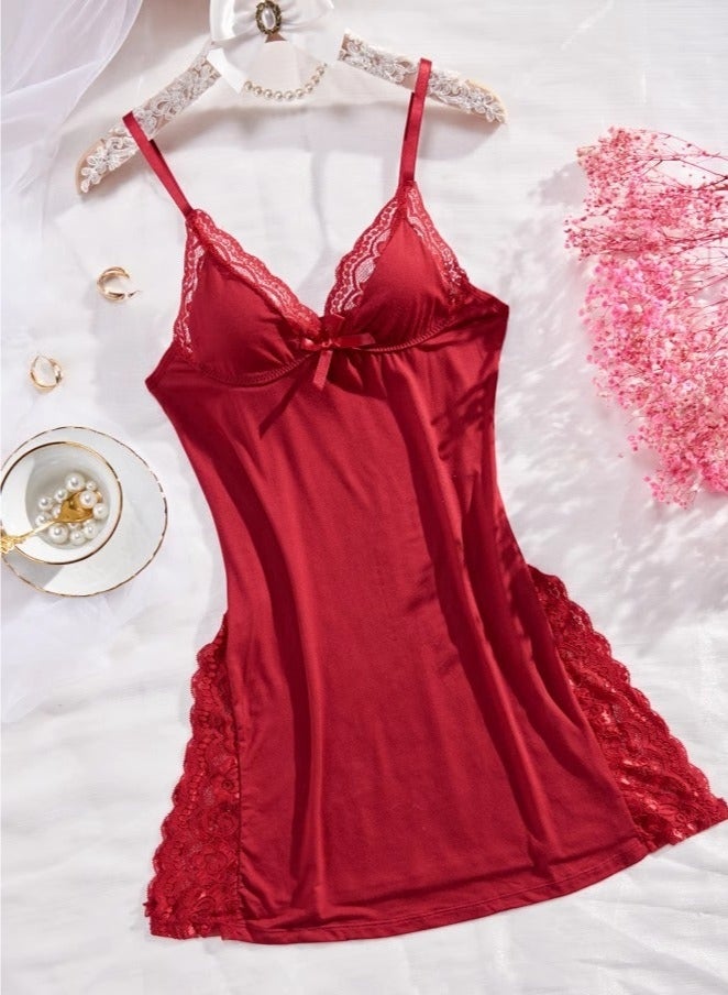 （S）Nightwear Spaghetti Strap Nightgown Babydoll Dress - Image 1