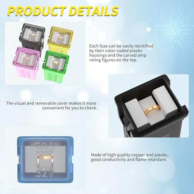 Excefore 36 Pcs Jcase Fuse Automotive TallStandard And Low Profile Jcase Box Shaped Fuses Assortment Kit 20A 30A 40A 50A 60A 80A For Ford ChevyGm Nissan And Toyota Pickup Trucks Cars Suvs - Image 2