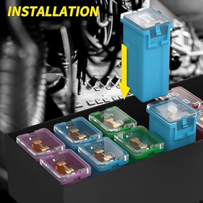 Excefore 36 Pcs Jcase Fuse Automotive TallStandard And Low Profile Jcase Box Shaped Fuses Assortment Kit 20A 30A 40A 50A 60A 80A For Ford ChevyGm Nissan And Toyota Pickup Trucks Cars Suvs - Image 3