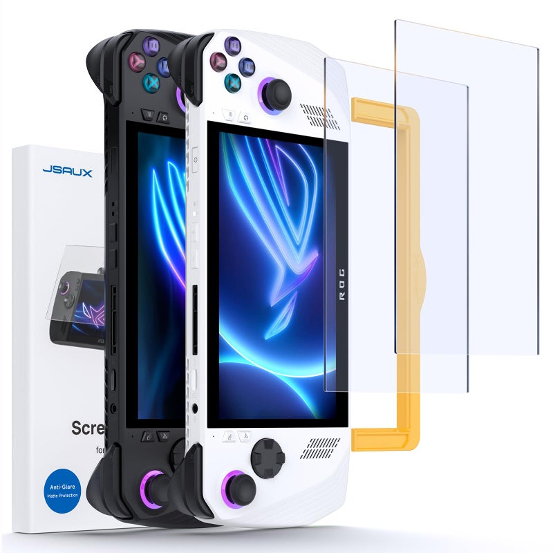 JSAUX ROG Ally Screen Protector 2-Pack, Anti Glare 9H Hardness Tempered Glass Screen Protector with Guiding Frame, 7 inch Anti-Scratch Screen Protector for ASUS ROG Ally/ASUS ROG Ally X 2024 - Image 1