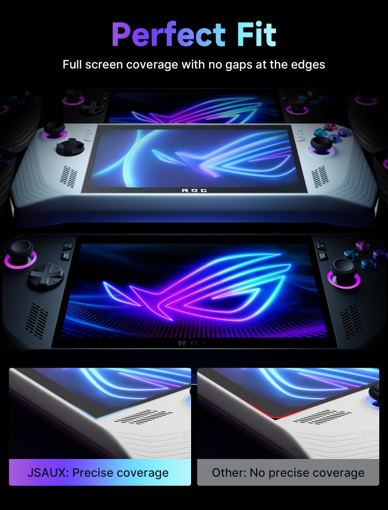 JSAUX ROG Ally Screen Protector 2-Pack, Anti Glare 9H Hardness Tempered Glass Screen Protector with Guiding Frame, 7 inch Anti-Scratch Screen Protector for ASUS ROG Ally/ASUS ROG Ally X 2024 - Image 4
