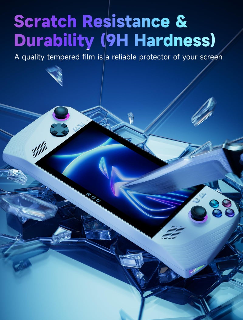 JSAUX ROG Ally Screen Protector 2-Pack, Anti Glare 9H Hardness Tempered Glass Screen Protector with Guiding Frame, 7 inch Anti-Scratch Screen Protector for ASUS ROG Ally/ASUS ROG Ally X 2024 - Image 5