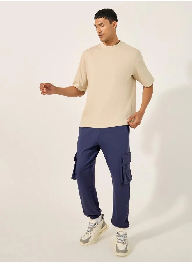 Styli Styli Relaxed Fit Cotton Terry Joggers with Cargo Pockets