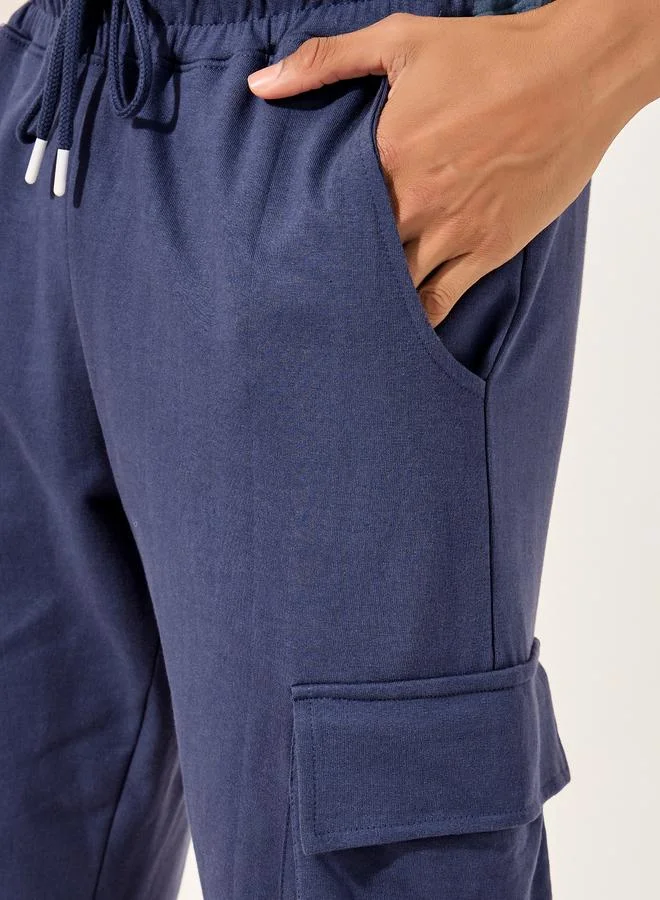 Styli Styli Relaxed Fit Cotton Terry Joggers with Cargo Pockets