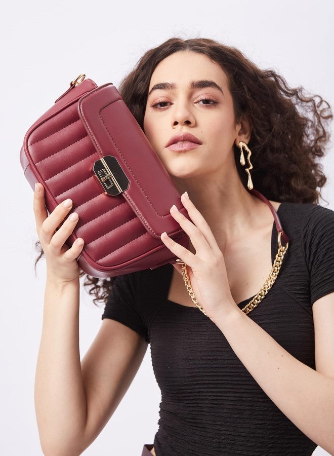 Fargo Flaunt Crossbody Bag for Women | Turn Lock Closure, RFID Pockets, Vegan Leather, YKK Zip | Stylish Sling Bag for Office, Travel & Events | Made in India (Maroon) - Image 3