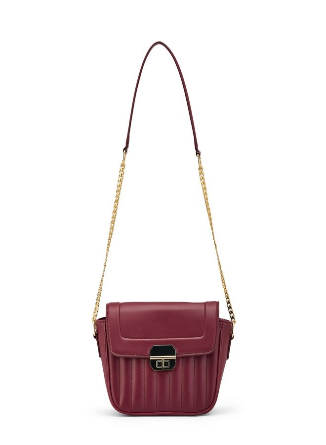 Fargo Flaunt Crossbody Bag for Women | Turn Lock Closure, RFID Pockets, Vegan Leather, YKK Zip | Stylish Sling Bag for Office, Travel & Events | Made in India (Maroon) - Image 1