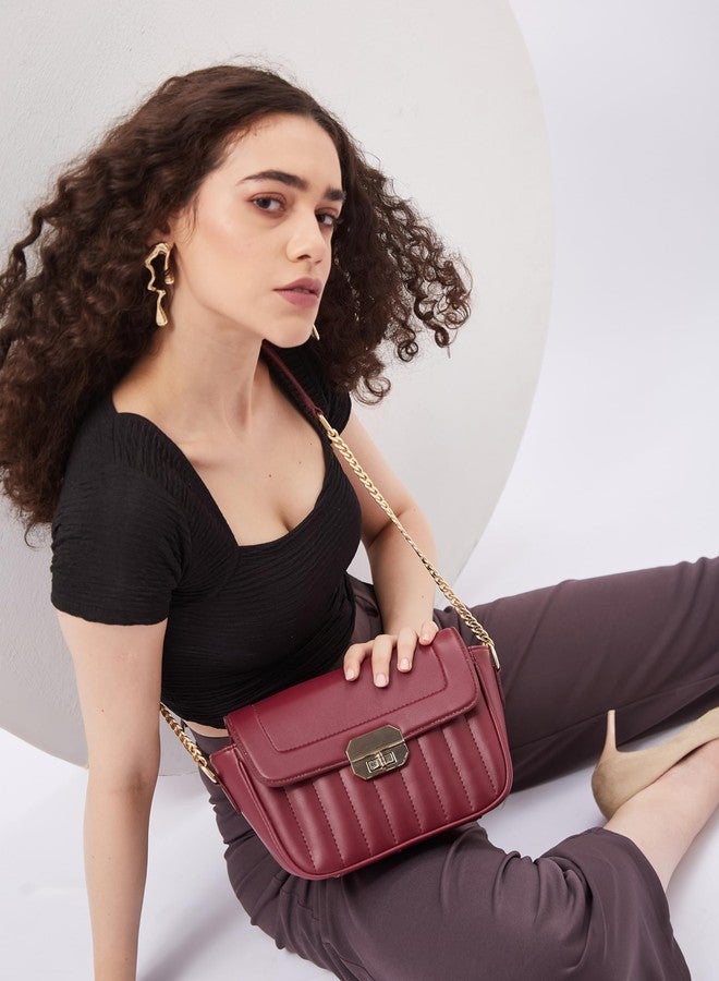 Fargo Flaunt Crossbody Bag for Women | Turn Lock Closure, RFID Pockets, Vegan Leather, YKK Zip | Stylish Sling Bag for Office, Travel & Events | Made in India (Maroon) - Image 2