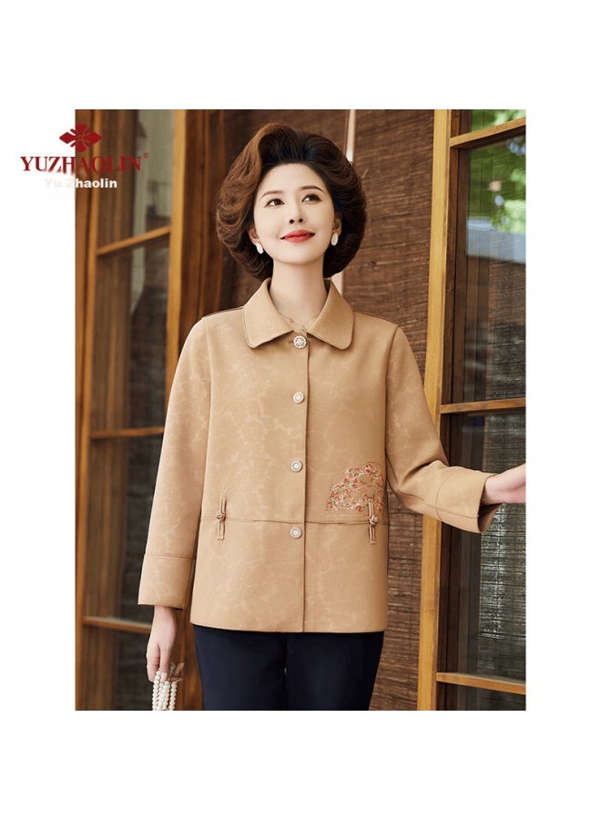 Yuzhaolin Mother's Outerwear Jacket, Spring And Autumn Middle-aged And Elderly Women's Clothing, Windbreaker Coat, Short Jacket, Y243u2013 - Image 3