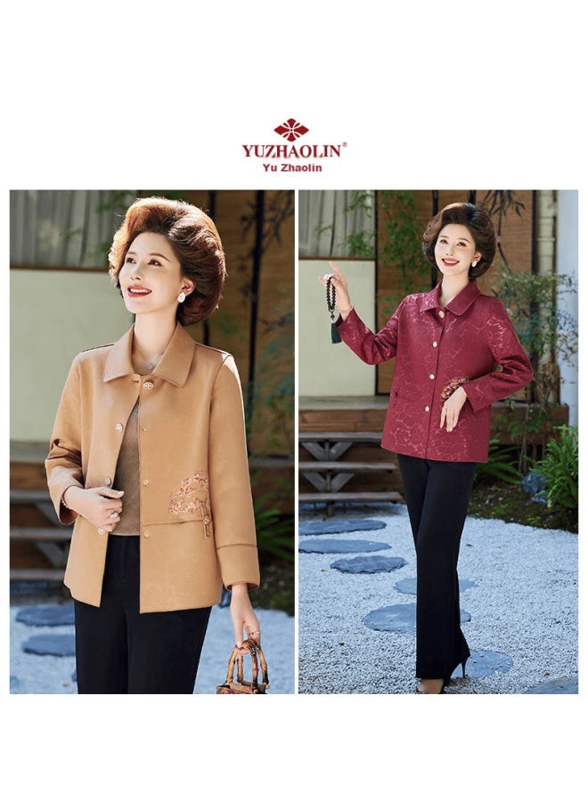 Yuzhaolin Mother's Outerwear Jacket, Spring And Autumn Middle-aged And Elderly Women's Clothing, Windbreaker Coat, Short Jacket, Y243u2013 - Image 2