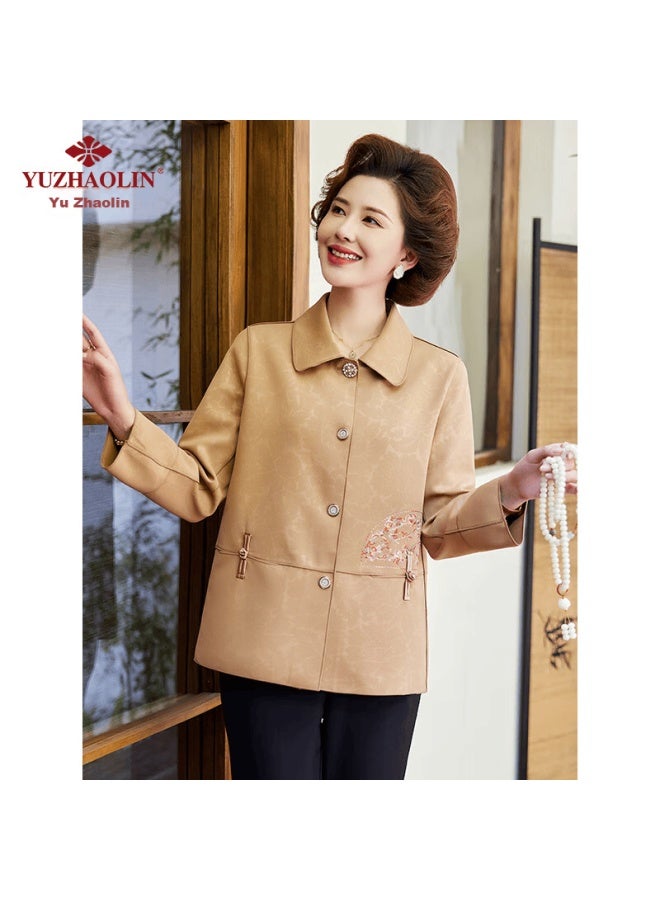Yuzhaolin Mother's Outerwear Jacket, Spring And Autumn Middle-aged And Elderly Women's Clothing, Windbreaker Coat, Short Jacket, Y243u2013 - Image 5