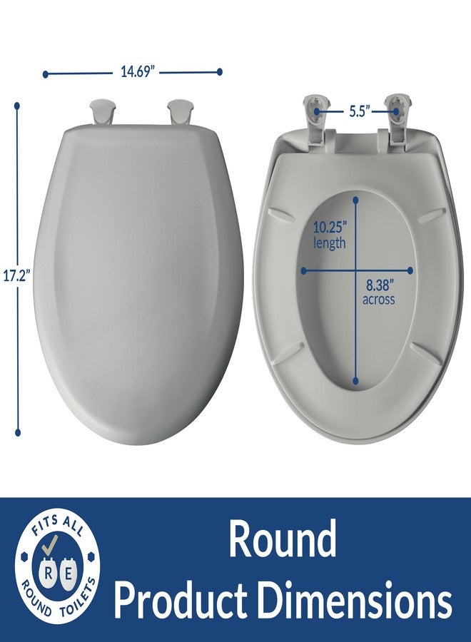 Bemis Classic Colors Slow Close Toilet Seat, Easy Clean Hinges and Durable Plastic Seat, Made in USA, Round, Ice Grey - Image 4