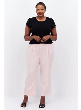 Bar III Women Plus Size Plain Tapered Pants, Pink  - Image 3