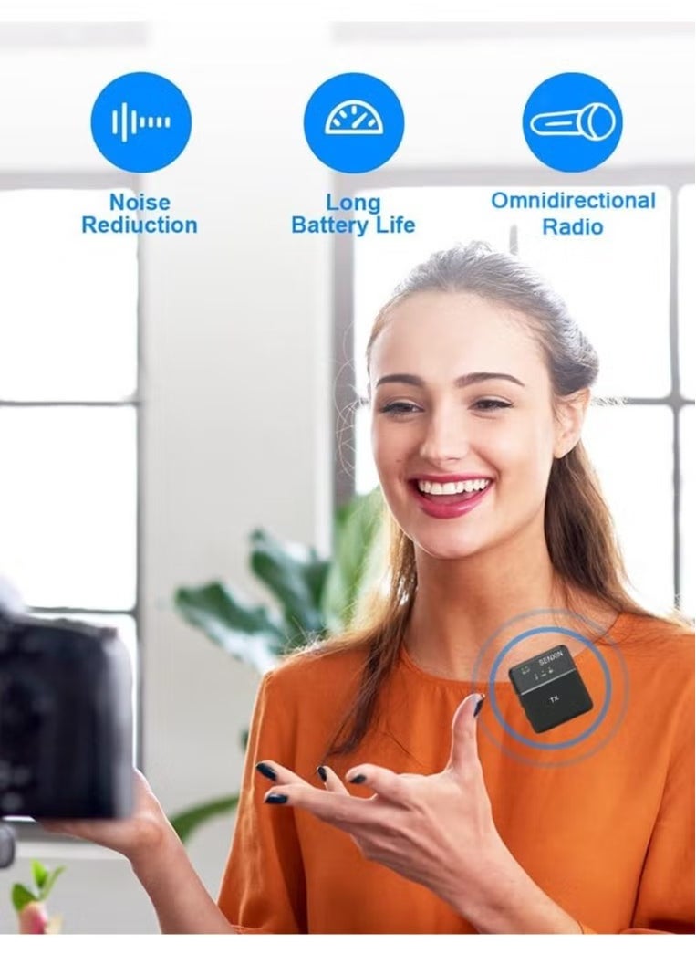 Tx - 3 in 1 Square Wireless Lavalier Microphone for iPhone, Android, Speaker, Camera – 10-Hour Battery Life, Mini Microphone with Noise Reduction, Perfect for Video Recording, Vlogging, YouTube, TikTok, Interviews & Outdoor Use (SX31 Single Mic) - Image 1