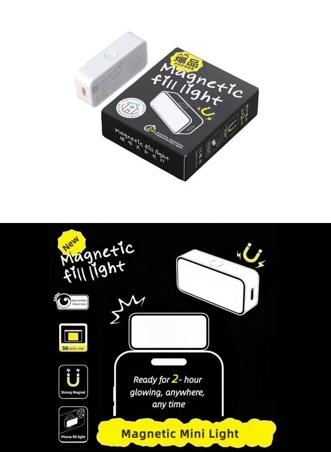 MAC Jabags Magnetic Mini LED Light Finger-Sized Photography Light With 2 Magnetic Plate Selfie Light Camera Online Meeting Tiktok Live Lighting Outdoor Lighting White Color with 3 Light Effects - Image 2