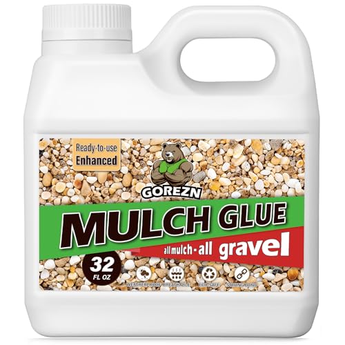 GoRezn Mulch Glue for Landscaping, 32 OZ Rock Glue for Pea Gravel, Pebbles, Wood and Bark, Enhanced and Long Lasting, Spray Ready and Ready to Use, Not Easily Clogged, for Garden and Yard - Image 1