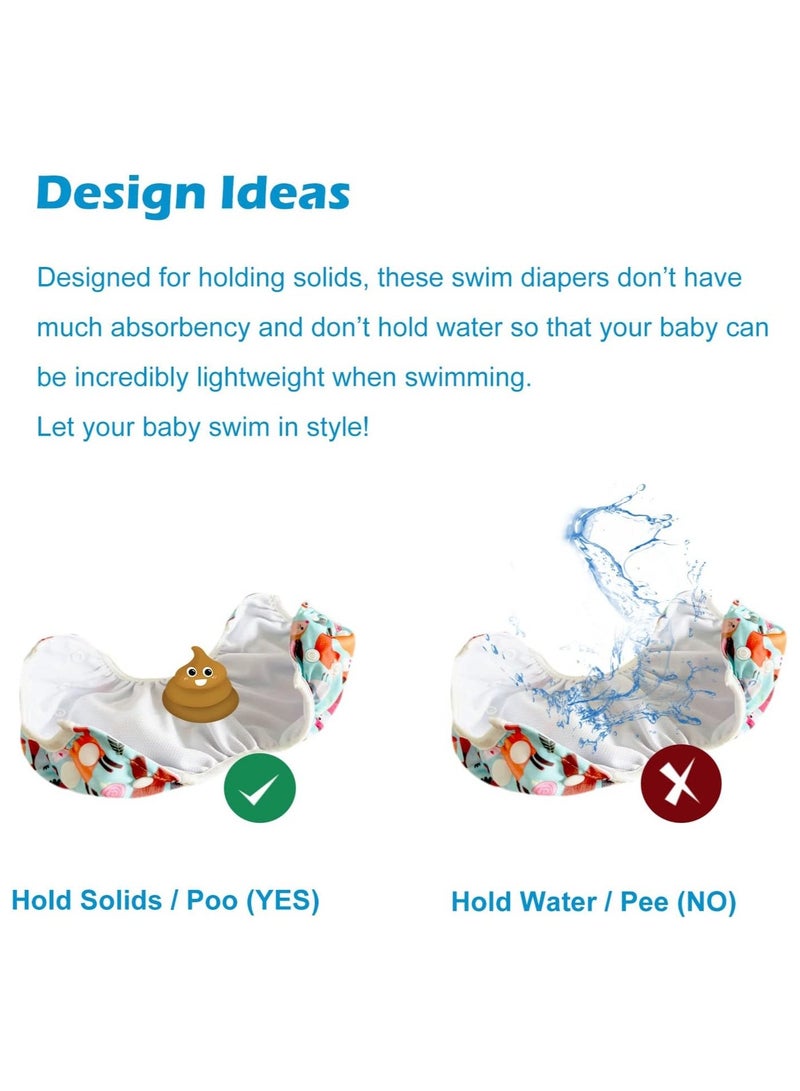 2 Pack Baby Swim Diapers, Reusable Baby Swim Diapers, Convenient and Hygienic Baby Leak-Proof Swimming Set, 2 Pack Reusable One Size Adjustable Swim Diapers Boys and Girls Waterproof, Suitable for Baby 0-3 Years Old - Image 5