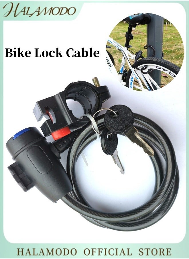 HALAMODO Bike Lock with 2PCS Keys Thick Bike Lock Cable Coiled Secure Bicycle Lock Scooter Lock Bike Locks Heavy Duty Anti Theft Bike Cable Lock with Mounting Bracket for Bicycle & Scooter & Gate ( 2.62 Feet )  - Image 1