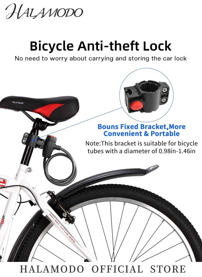 HALAMODO Bike Lock with 2PCS Keys Thick Bike Lock Cable Coiled Secure Bicycle Lock Scooter Lock Bike Locks Heavy Duty Anti Theft Bike Cable Lock with Mounting Bracket for Bicycle & Scooter & Gate ( 2.62 Feet )  - Image 3