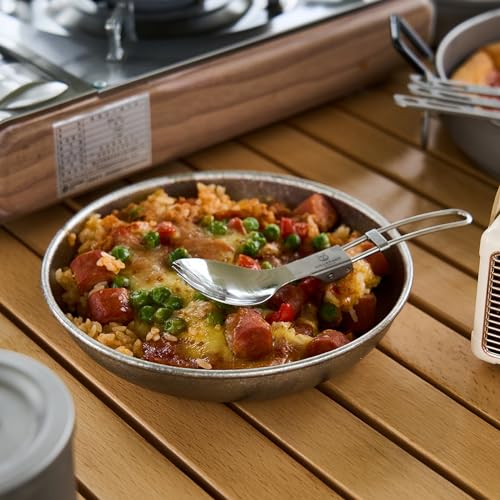 SILVERANT Titanium Camping Plate, Titanium Bowls Ultra Thick & Durable Tableware Single Wall Cookware Mess Kit with Carry Mesh Bag for Outdoor- Crystallized (Plate- 400ml) - Image 4