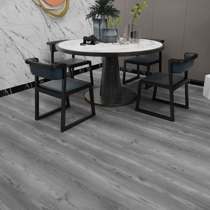 Lareko 54 Sq.Ft,Wood Peel and Stick Floor Tiles,36 Pack Grey Vinyl Flooring (No Adhesive Residue) 36"Ã—6" Waterproof and Non-Slip Laminate Flooring for Renters Bathroom, Living Room ((Nature Grey) - Image 3