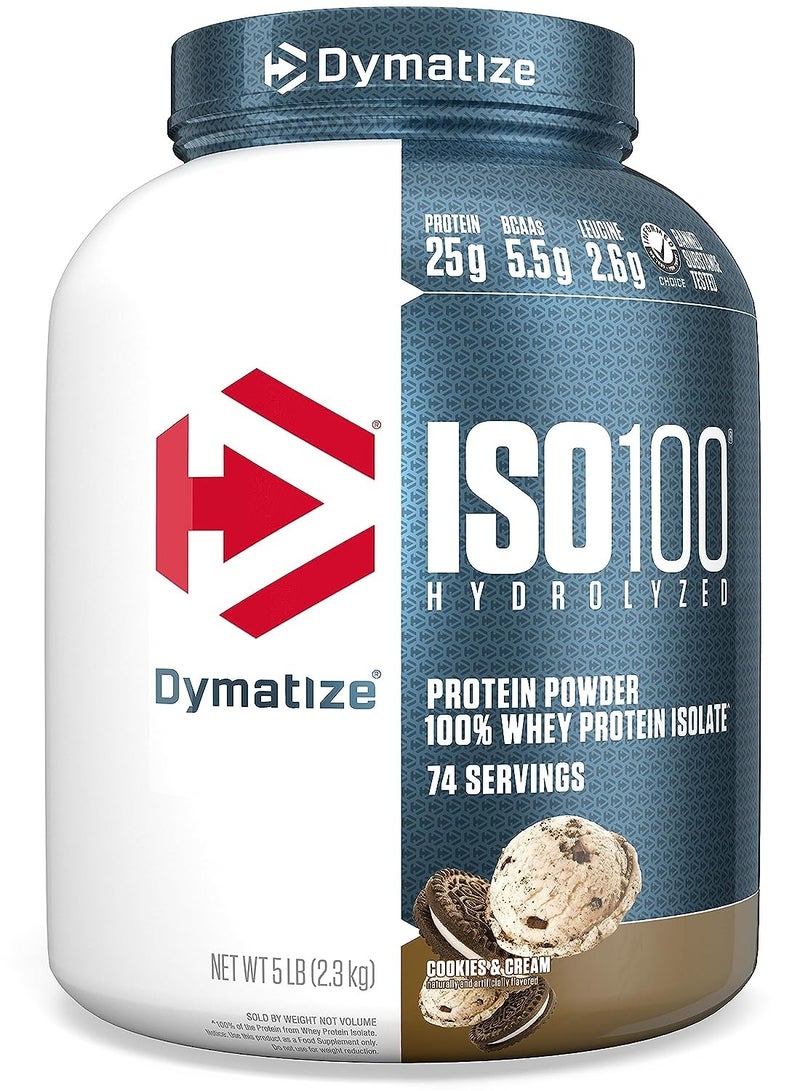 Dymatize ISO 100 Hydrolyzed Protein Powder - Cookies and Cream -5LB - Image 1