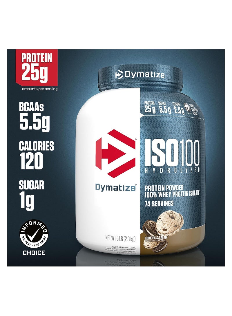 Dymatize ISO 100 Hydrolyzed Protein Powder - Cookies and Cream -5LB - Image 2