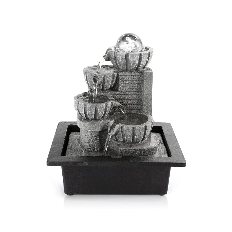 Dyna-Living DynaLiving Water Fountains Indoor Tabletop Water Fountain with LED Rolling Ball Feng Shui Waterfall Fountain for Modern Home Decor Office Living Room Decoration 