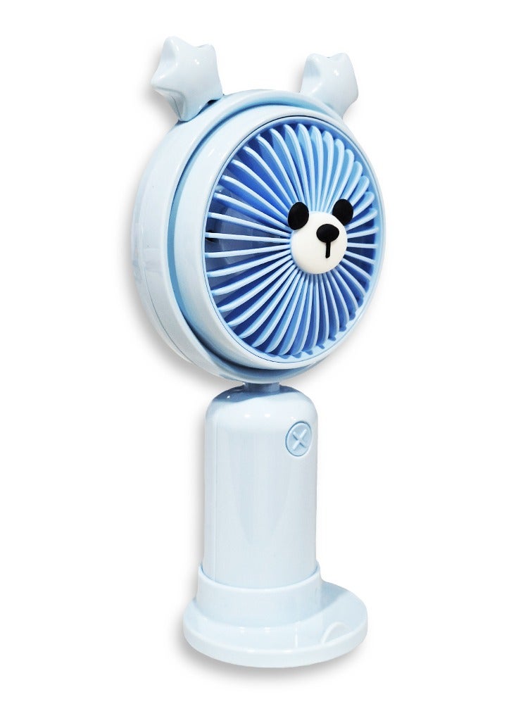 Cute cartoon handheld fan, 2 different speeds, USB rechargeable battery for easy use anywhere, small and lightweight design perfect for carrying in your bag or on your desk, safe materials and attractive design for kids and adults, tabletop fan holder, great summer gift - Image 2