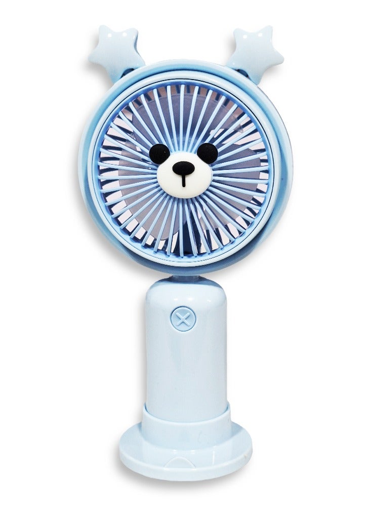 Cute cartoon handheld fan, 2 different speeds, USB rechargeable battery for easy use anywhere, small and lightweight design perfect for carrying in your bag or on your desk, safe materials and attractive design for kids and adults, tabletop fan holder, great summer gift - Image 1