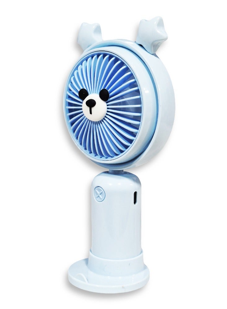 Cute cartoon handheld fan, 2 different speeds, USB rechargeable battery for easy use anywhere, small and lightweight design perfect for carrying in your bag or on your desk, safe materials and attractive design for kids and adults, tabletop fan holder, great summer gift - Image 3
