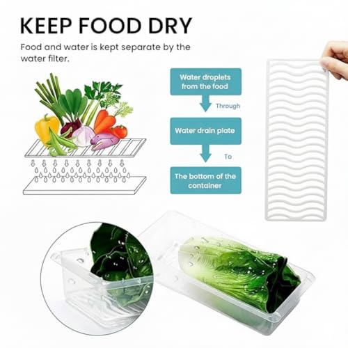 Swaze Fridge Storage Boxes Pack of 6 - Clear Plastic Organizer Bins for Vegetables Fruits Grocery - Stackable BPA-Free Food Containers for Kitchen Pantry Fridge - Leakproof & Easy Clean - Image 5