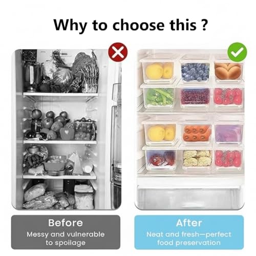 Swaze Fridge Storage Boxes Pack of 6 - Clear Plastic Organizer Bins for Vegetables Fruits Grocery - Stackable BPA-Free Food Containers for Kitchen Pantry Fridge - Leakproof & Easy Clean - Image 4