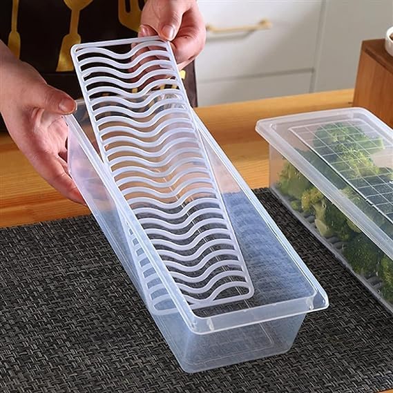 Swaze Fridge Storage Boxes Pack of 6 - Clear Plastic Organizer Bins for Vegetables Fruits Grocery - Stackable BPA-Free Food Containers for Kitchen Pantry Fridge - Leakproof & Easy Clean - Image 2