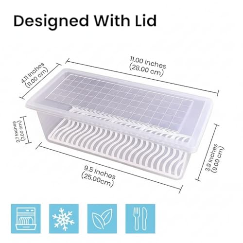Swaze Fridge Storage Boxes Pack of 6 - Clear Plastic Organizer Bins for Vegetables Fruits Grocery - Stackable BPA-Free Food Containers for Kitchen Pantry Fridge - Leakproof & Easy Clean - Image 3