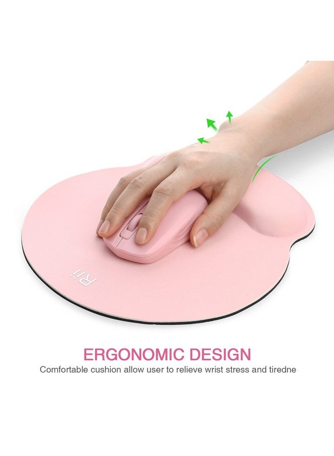 RII Ergonomic Office Mouse Pad With Wrist Support Gel Mouse Pad With Wrist Rest,Gaming Desktop Mouse Pad For Laptop,With Non-Slip Rubber Base, 9 X 10 In (Pink) - Image 2