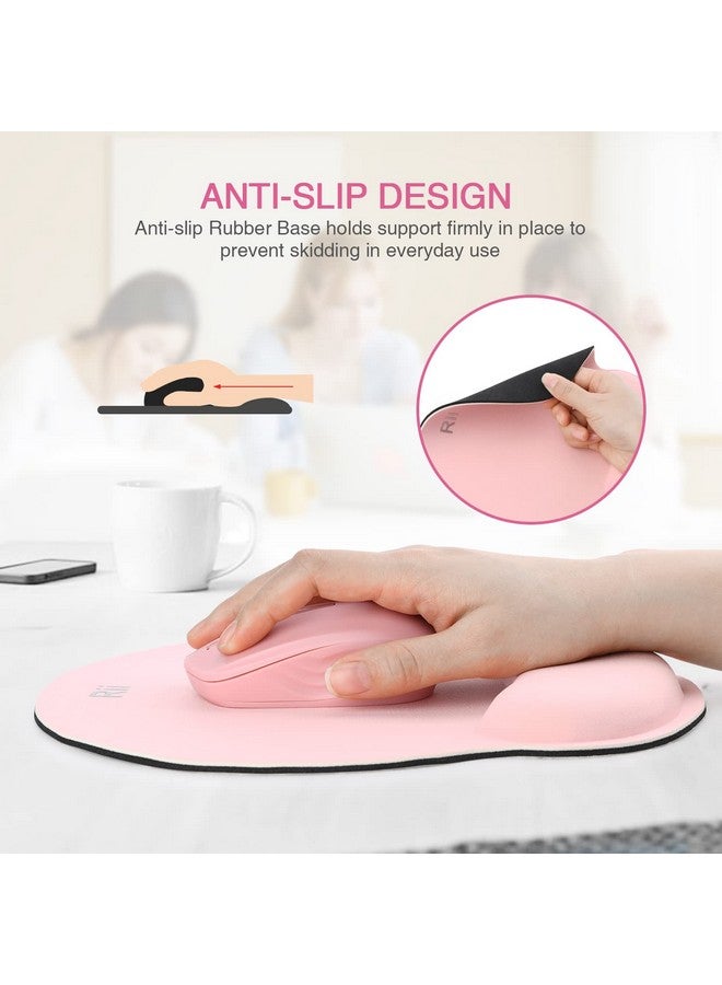 RII Ergonomic Office Mouse Pad With Wrist Support Gel Mouse Pad With Wrist Rest,Gaming Desktop Mouse Pad For Laptop,With Non-Slip Rubber Base, 9 X 10 In (Pink) - Image 4