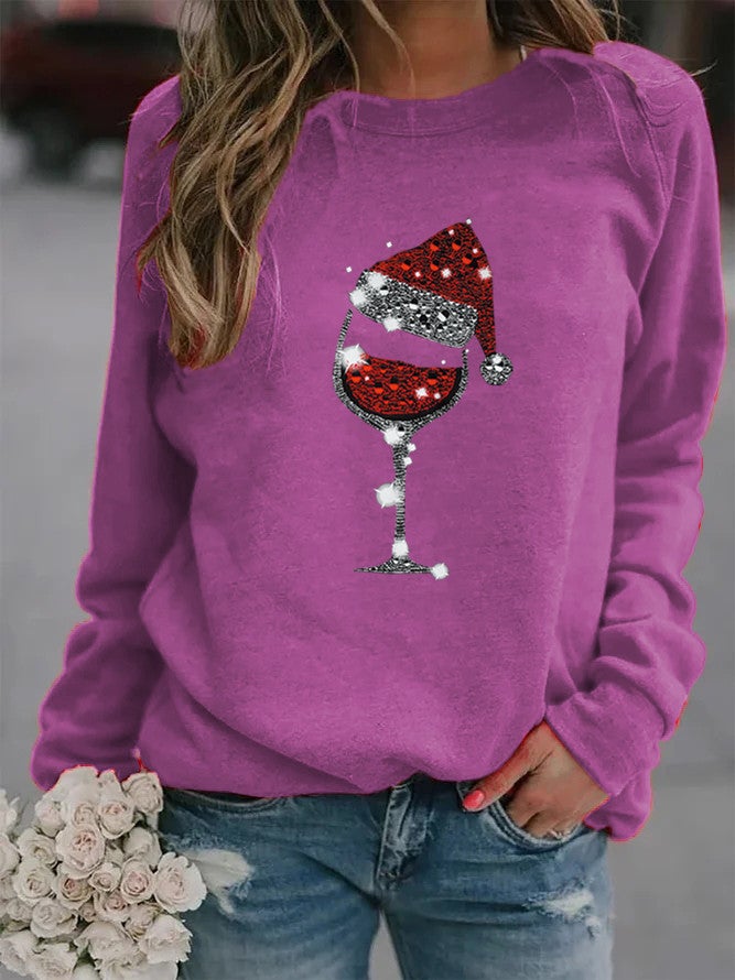 20240 Amazon AliExpress Cross-border Independent Station wish Christmas Creative Letters European and American Printing Crewneck Guard Purple