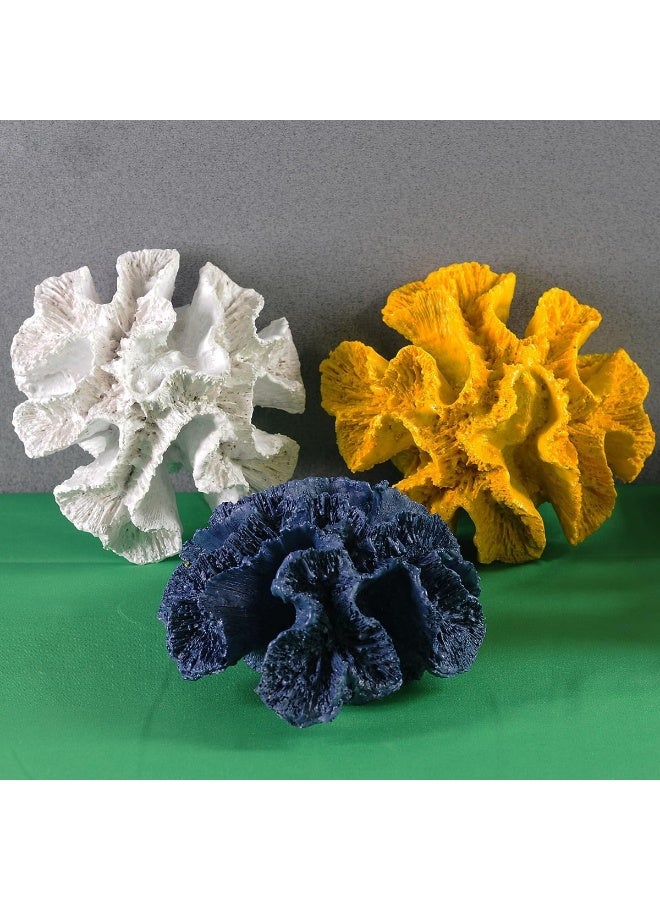 YINZUO YINZUO Coral Fat Resin Ornaments with Shells Coastal Home Decoration Figurines Beach-Inspired Coral Shell Decor for Living Room, Bathroom, and Office (Blue)  - Image 5