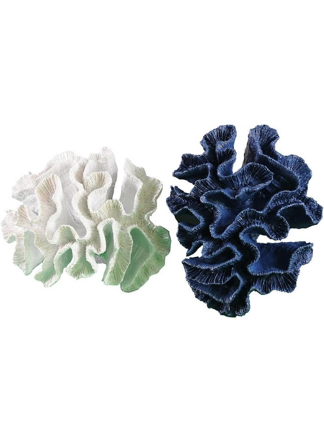 YINZUO YINZUO Coral Fat Resin Ornaments with Shells Coastal Home Decoration Figurines Beach-Inspired Coral Shell Decor for Living Room, Bathroom, and Office (Blue)  - Image 4