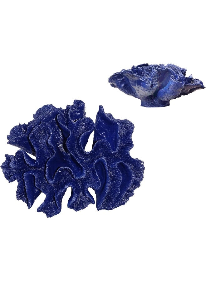 YINZUO YINZUO Coral Fat Resin Ornaments with Shells Coastal Home Decoration Figurines Beach-Inspired Coral Shell Decor for Living Room, Bathroom, and Office (Blue)  - Image 2