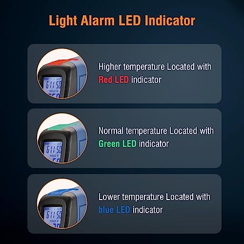CEM DT-8666 Digital Infrared Meat Thermometer Gun,DS10:1 Instant Read Laser Temperature Gun for Griddle,Grill,Oven,Pizza, Thermal Air Heat Leak Detector for Industrial Repairs with Color Light Alarm - Image 2