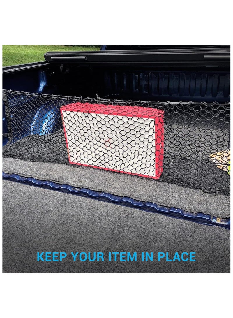 Truck Bed Cargo Net Truck Bed Storage Net Organizer Envelope Cargo Net Elastic Mesh Net Pickup Truck Bed Divider Compatible for 2013-2022 Chevy Silverado WT LS LTZ F150 F250 (49x15.2 Inch) - Image 2