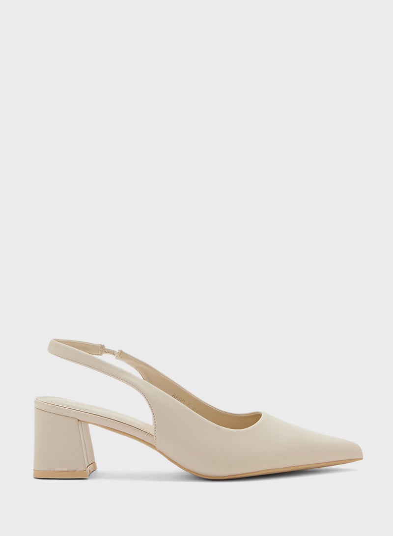 ELLA Pointy Block Heel Sling Back Pump - Image 1