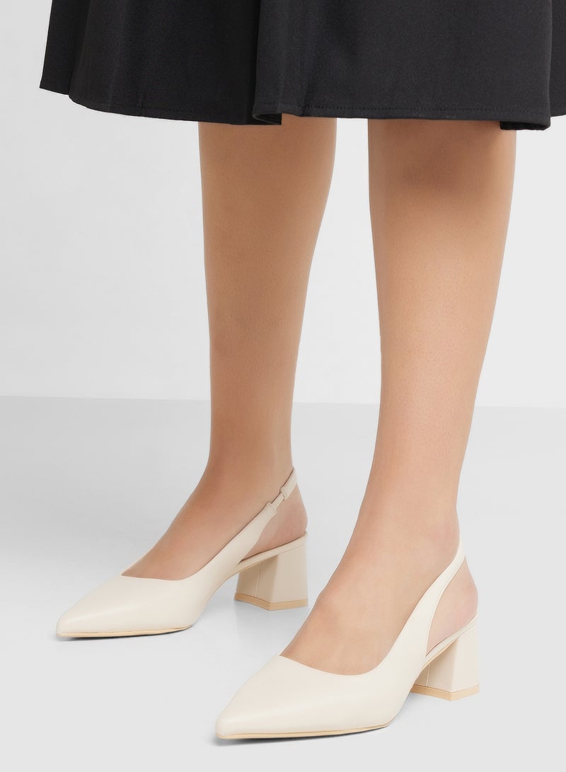 ELLA Pointy Block Heel Sling Back Pump - Image 5