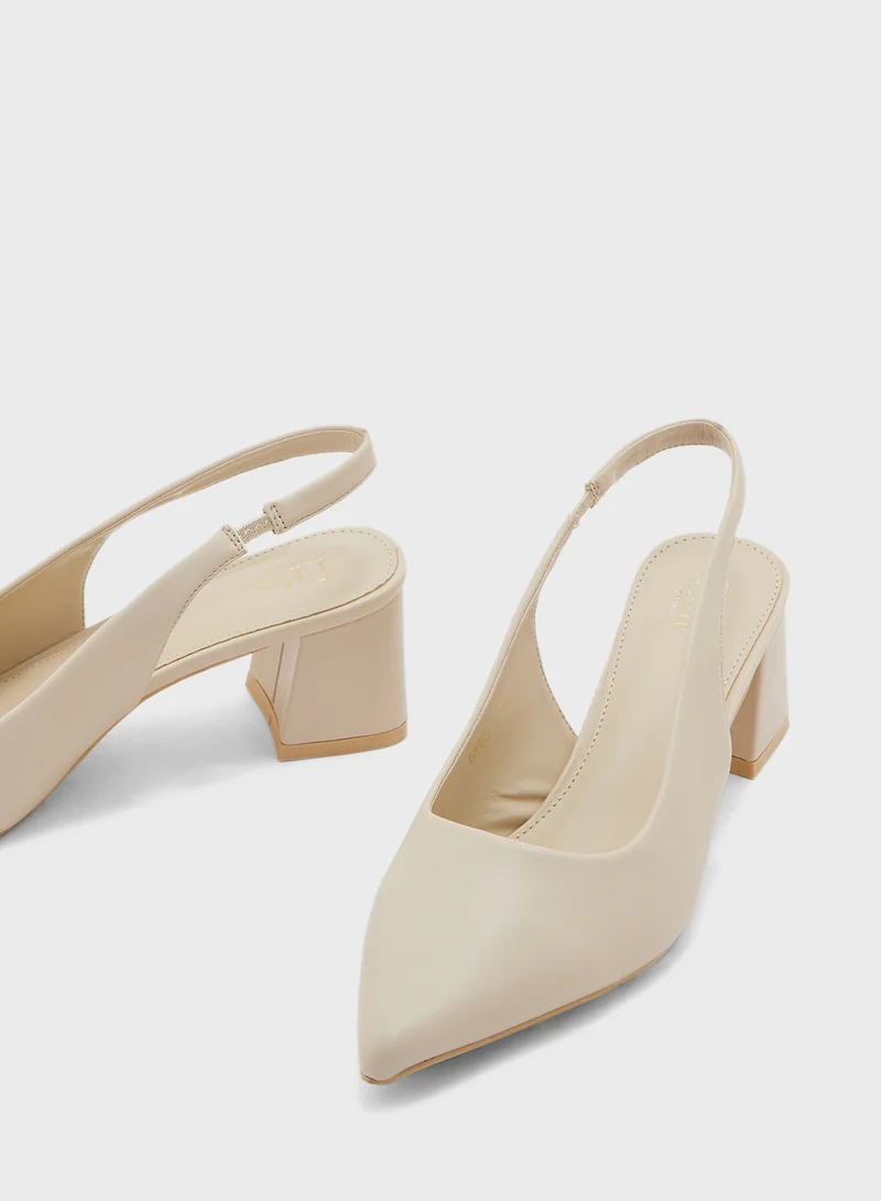 ايلا Pointy Block Heel Sling Back Pump